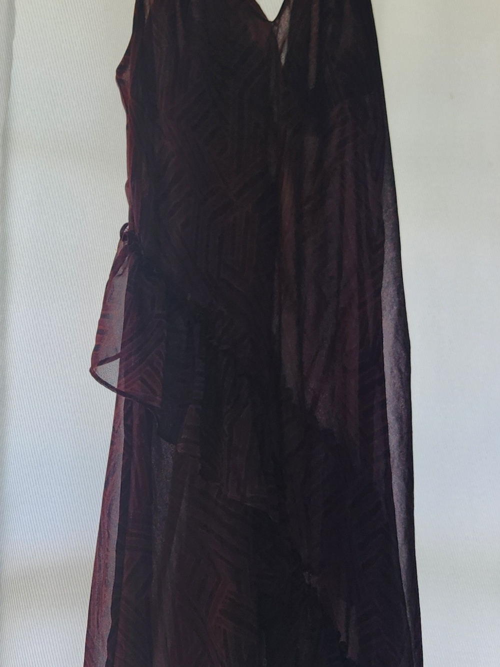 Moda International Rust Geometric Ruffle Slip Dress - Picture 5 of 8